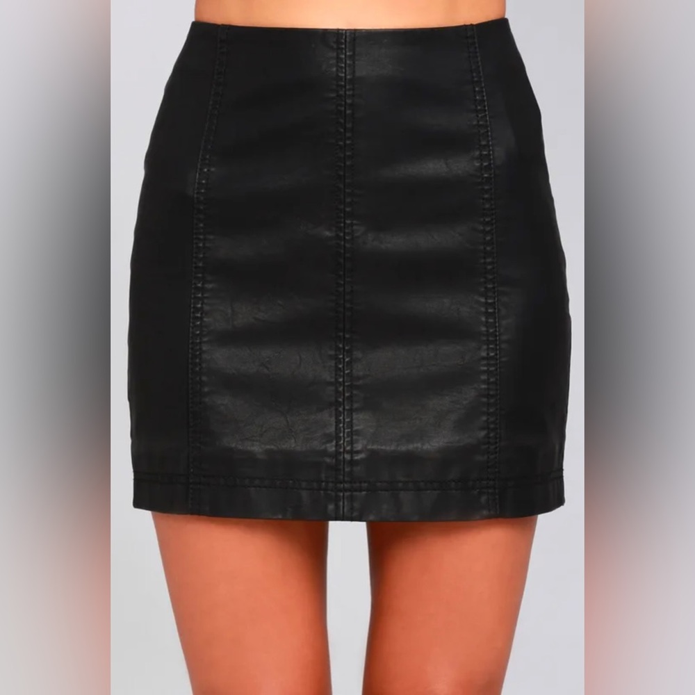 Free People Vegan black leather skirt